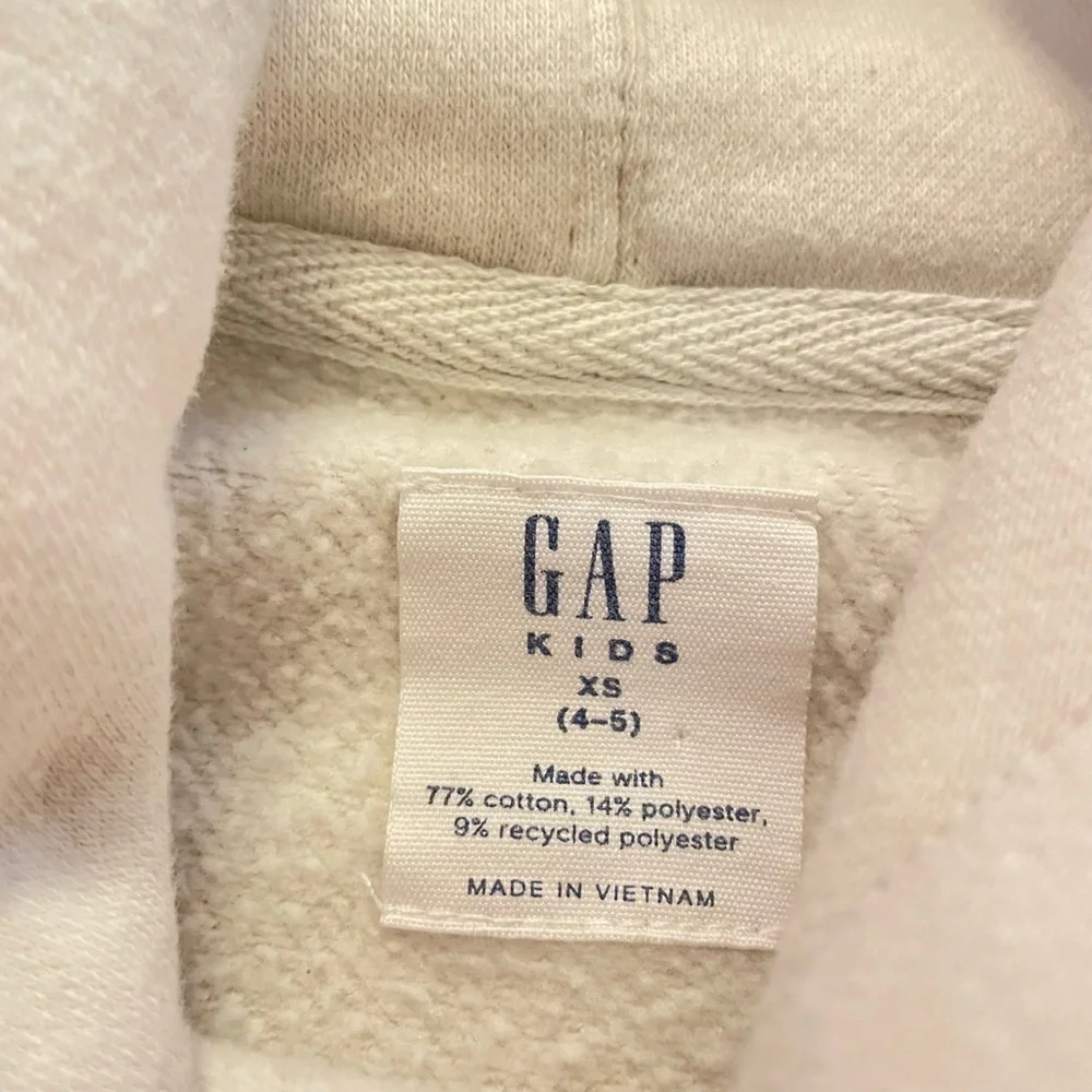 GAP Kids Girl’s Ivory Gold Logo Pullover Hoodie Size XS